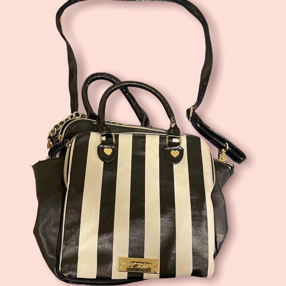 Betsey Johnson Black and White Stripe Purse